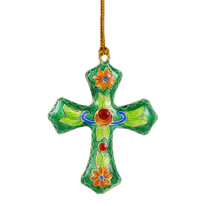 Kreuz Anhänger Weihnachtsschmuck Deko Cloisonne Emaille 5382